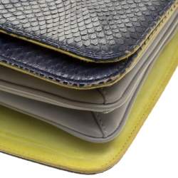 Pre Owned Emilio Pucci Dark Blue Snake Skin Leather Newton Shoulder Bag