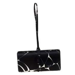Pre Owned Emilio Pucci Black/White Satin Clutch