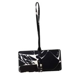 Pre Owned Emilio Pucci Black/White Satin Clutch