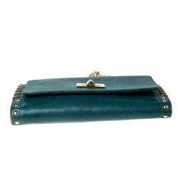 Emilio Pucci Turquoise Leather Chain Shoulder Bag