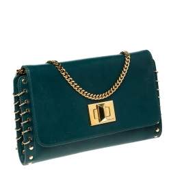 Emilio Pucci Turquoise Leather Chain Shoulder Bag