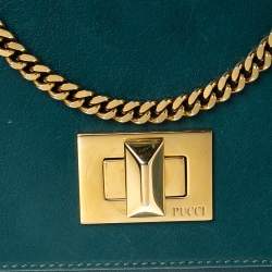 Emilio Pucci Turquoise Leather Chain Shoulder Bag