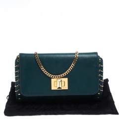 Emilio Pucci Turquoise Leather Chain Shoulder Bag