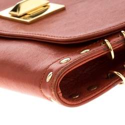 Emilio Pucci Copper Brown Leather Ring Accented Chain Shoulder Bag