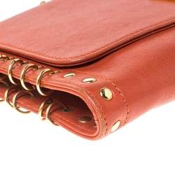 Emilio Pucci Copper Brown Leather Ring Accented Chain Shoulder Bag