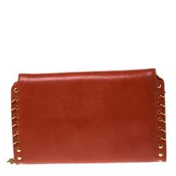Emilio Pucci Copper Brown Leather Ring Accented Chain Shoulder Bag