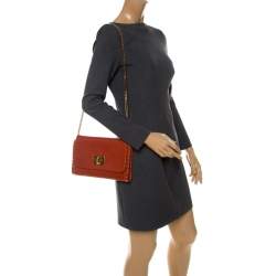 Emilio Pucci Copper Brown Leather Ring Accented Chain Shoulder Bag
