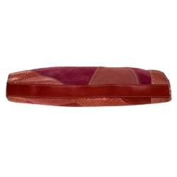Emilio Pucci Orange/Pink Python/Lizard and Suede Patchwork Clutch 