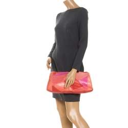 Emilio Pucci Orange/Pink Python/Lizard and Suede Patchwork Clutch 