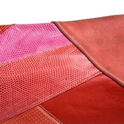Emilio Pucci Orange/Pink Python/Lizard and Suede Patchwork Clutch 