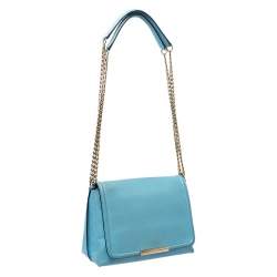 Pre Owned Emilio Pucci Light Blue Leather Newton Chain Shoulder Bag