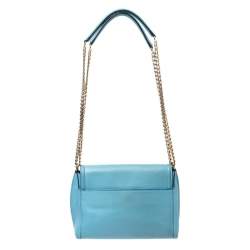 Pre Owned Emilio Pucci Light Blue Leather Newton Chain Shoulder Bag