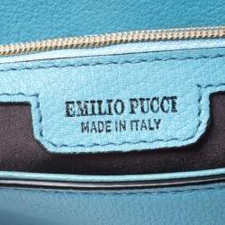 Pre Owned Emilio Pucci Light Blue Leather Newton Chain Shoulder Bag