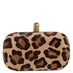 Pre Owned Emilio Pucci Brown Calfhair Eagle Box Clutch