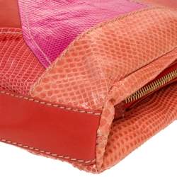 Emilio Pucci Multicolor Exotic and Leather Color Block Frame Clutch