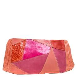 Emilio Pucci Multicolor Exotic and Leather Color Block Frame Clutch