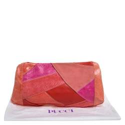 Emilio Pucci Multicolor Exotic and Leather Color Block Frame Clutch