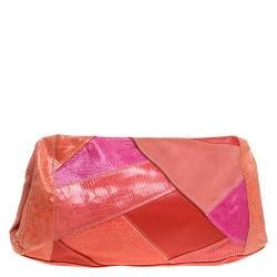 Emilio Pucci Multicolor Exotic and Leather Color Block Frame Clutch