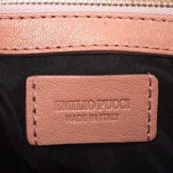 Pre Owned Emilio Pucci Coral Snakeskin Effect Leather Flap Shoulder Bag