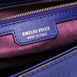 Pre Owned Emilio Pucci Blue Leather Flap Top Handle Bag