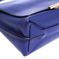 Pre Owned Emilio Pucci Blue Leather Flap Top Handle Bag