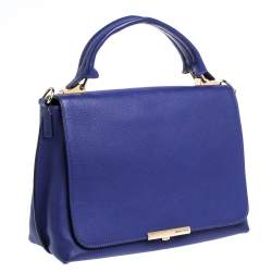 Pre Owned Emilio Pucci Blue Leather Flap Top Handle Bag