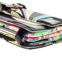 Emilio Pucci Multicolor Printed Satin and Patent Leather Clutch