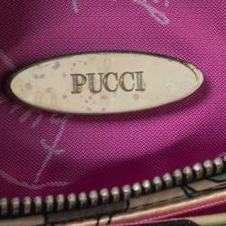 Emilio Pucci Multicolor Printed Satin and Patent Leather Clutch