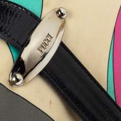 Emilio Pucci Multicolor Printed Satin and Patent Leather Clutch