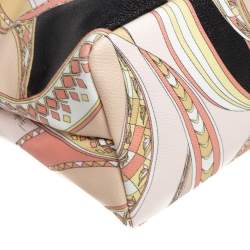 Emilio Pucci Peach Printed Coated Canvas and Leather Zip Tote