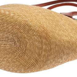 Emilio Pucci Beige/Brown Raffia and Leather Shopper Tote