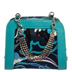 Emilio Pucci Multicolor Satin and Leather Chain Bag