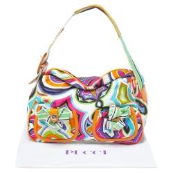 Emilio Pucci Multicolor Printed Fabric Double Pocket Shoulder Bag