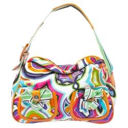 Emilio Pucci Multicolor Printed Fabric Double Pocket Shoulder Bag