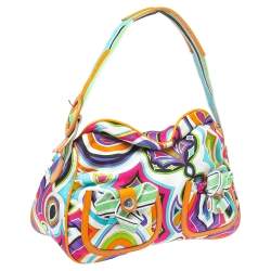 Emilio Pucci Multicolor Printed Fabric Double Pocket Shoulder Bag