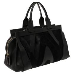 Pre Owned Emilio Pucci Black Leather, Suede and Calfhair Tote