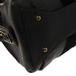 Pre Owned Emilio Pucci Black Leather, Suede and Calfhair Tote