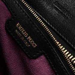 Pre Owned Emilio Pucci Black Leather, Suede and Calfhair Tote