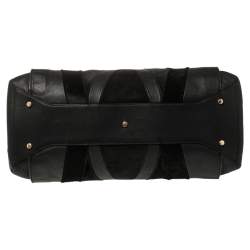 Pre Owned Emilio Pucci Black Leather, Suede and Calfhair Tote
