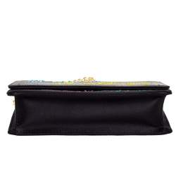 Pre Owned Emilio Pucci Black Leather Crystal Embellished Shoulder Bag 