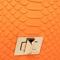 Emilio Pucci Neon Orange Python Marquise Top Handle Bag
