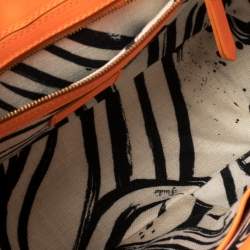 Emilio Pucci Neon Orange Python Marquise Top Handle Bag