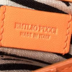 Emilio Pucci Neon Orange Python Marquise Top Handle Bag