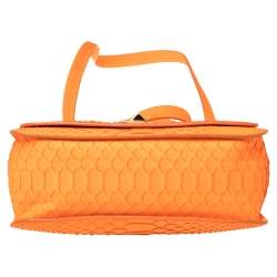 Emilio Pucci Neon Orange Python Marquise Top Handle Bag