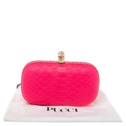 Emilio Pucci Neon Pink Python Eagle Box Clutch