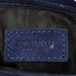 Pre Owned Emilio Pucci Royal Blue Suede Small Marquise Shoulder Bag