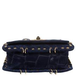 Pre Owned Emilio Pucci Royal Blue Suede Small Marquise Shoulder Bag