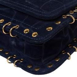 Pre Owned Emilio Pucci Royal Blue Suede Small Marquise Shoulder Bag