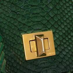 Emilio Pucci Green Python Fold Over Flap Clutch 