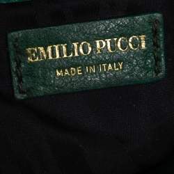 Emilio Pucci Green Python Fold Over Flap Clutch 
